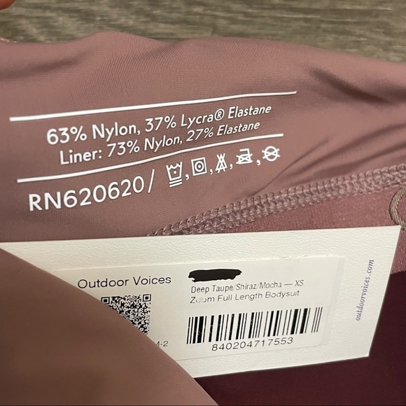 Outdoor Voices ZOOM FULL LENGTH BODYSUIT Jumpsuit DEEP TAUPE/SHIRAZ/MOCHA Sz XS - Picture 7 of 12